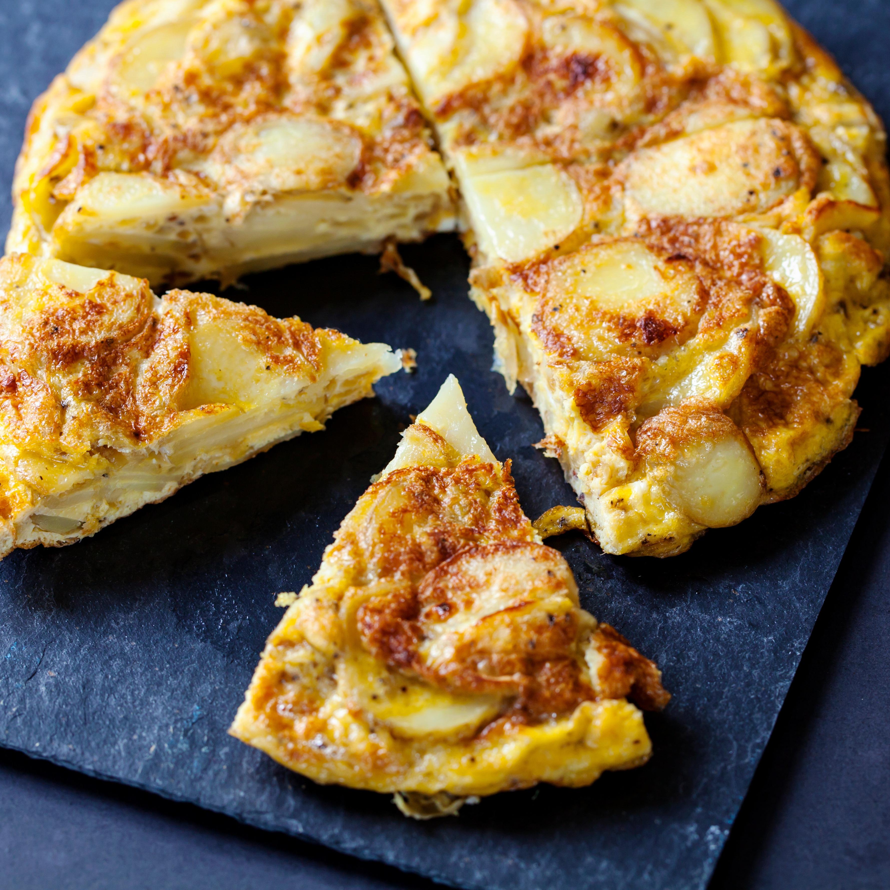 Traditional Spanish tortilla. fresh potato, egg omelette. 